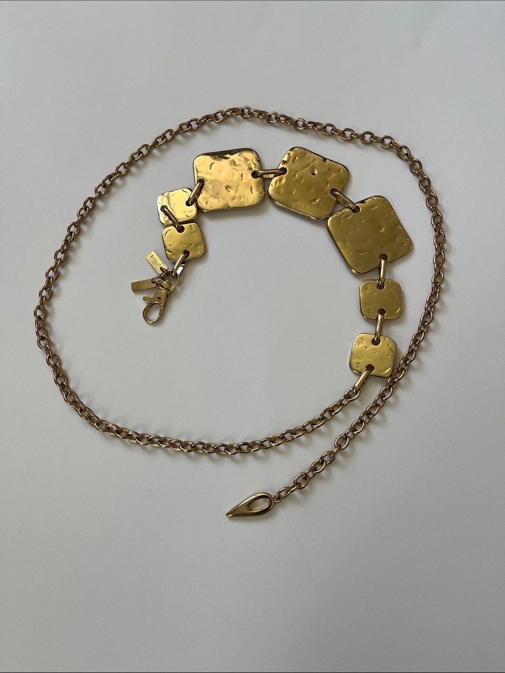 Chico's Gold Tone Hammered Square Link Belt